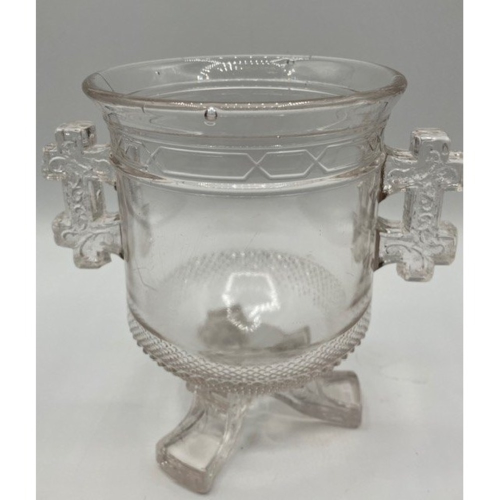 Vintage Clear Pattern Glass LaBelle Queen Anne 3 Footed Sugar Bowl 6"H